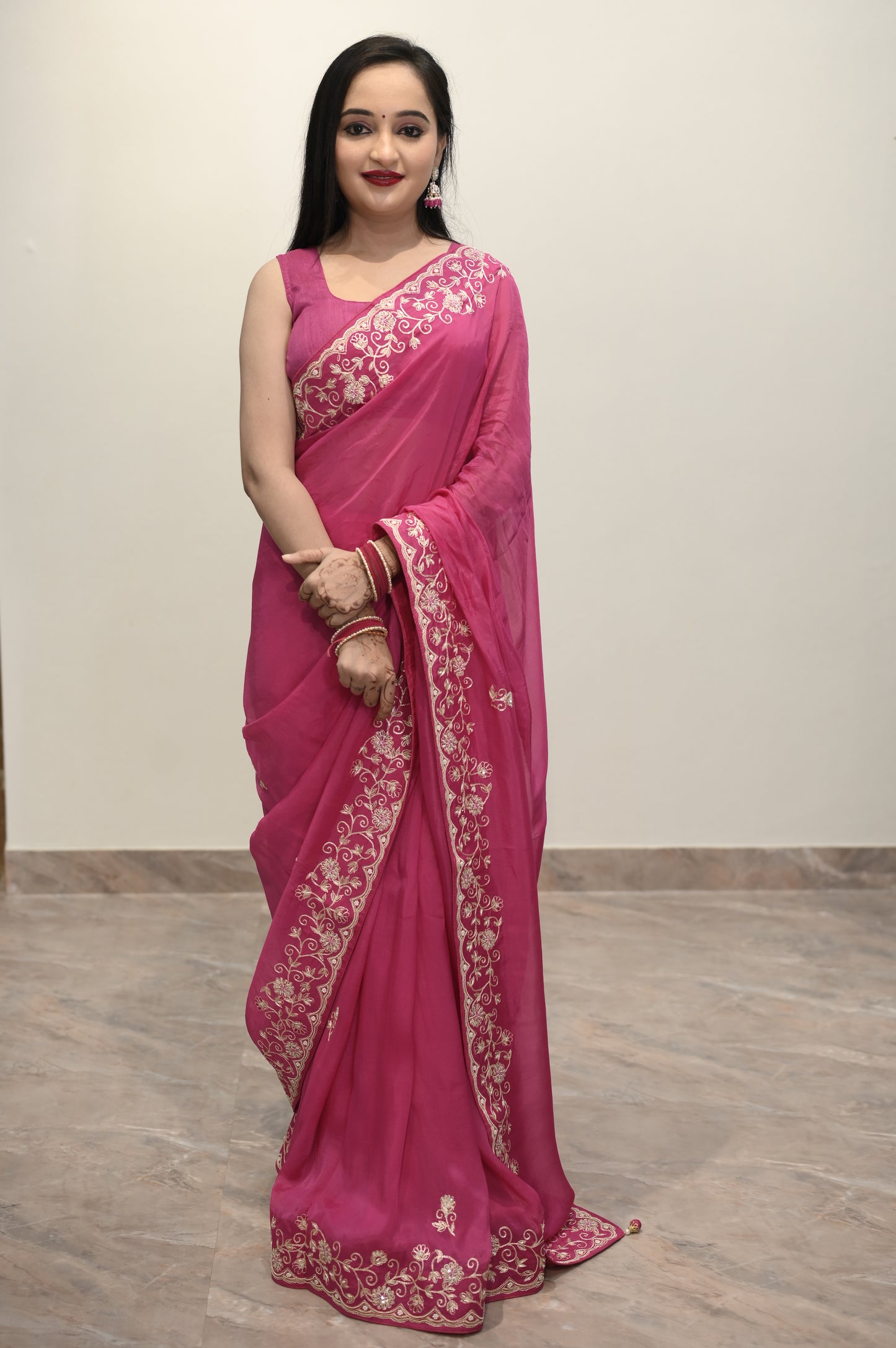 Fuchsia Grace Embroidered Saree