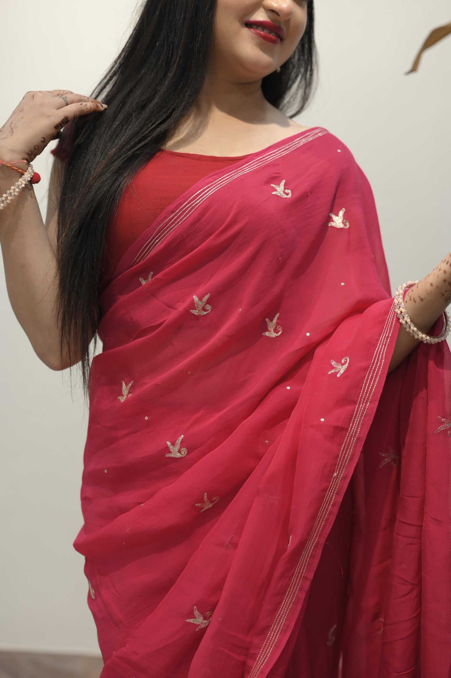 Rosé Charm Embroidered Saree