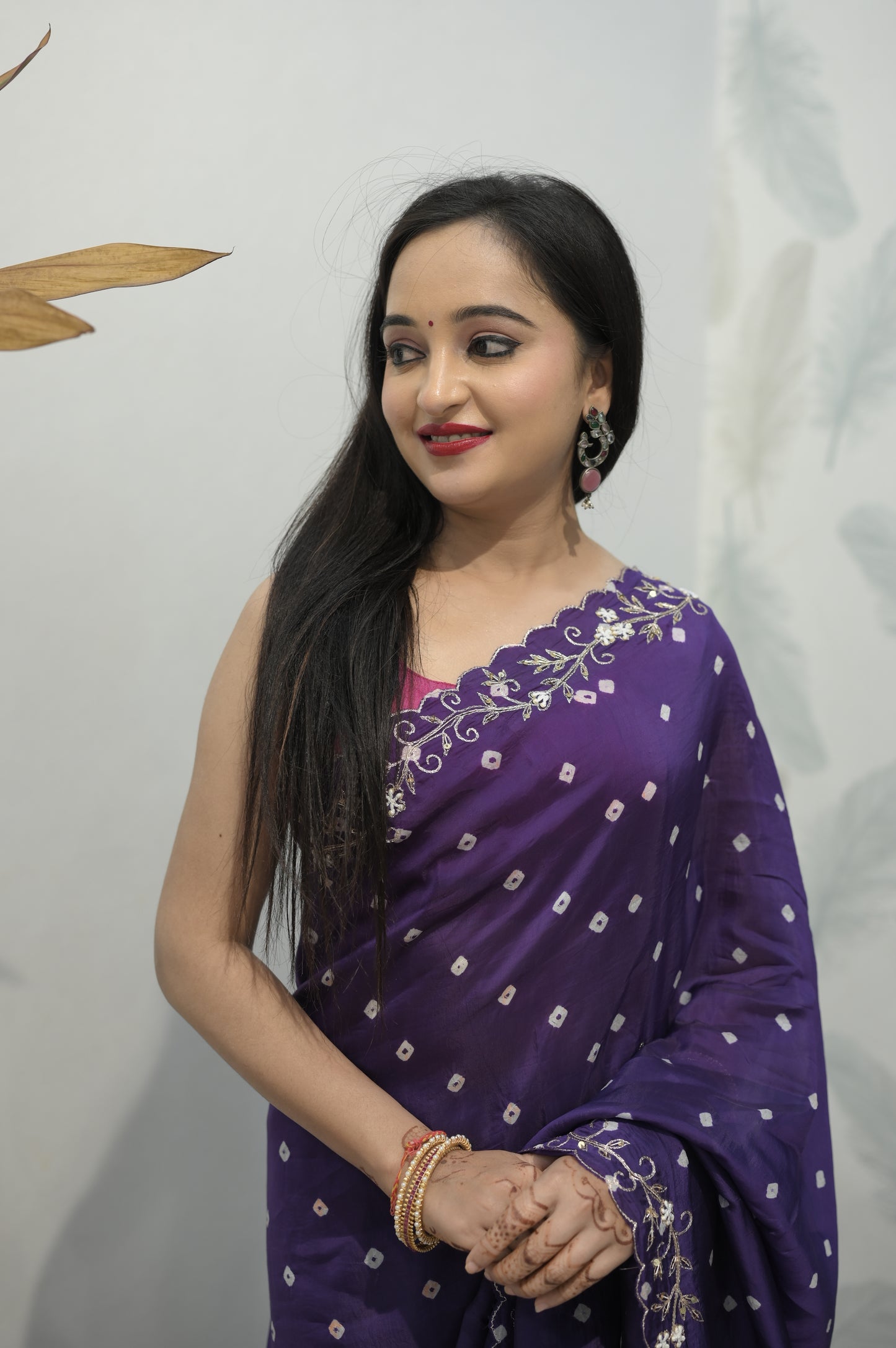 Royal Amethyst Polka Embroidered Saree