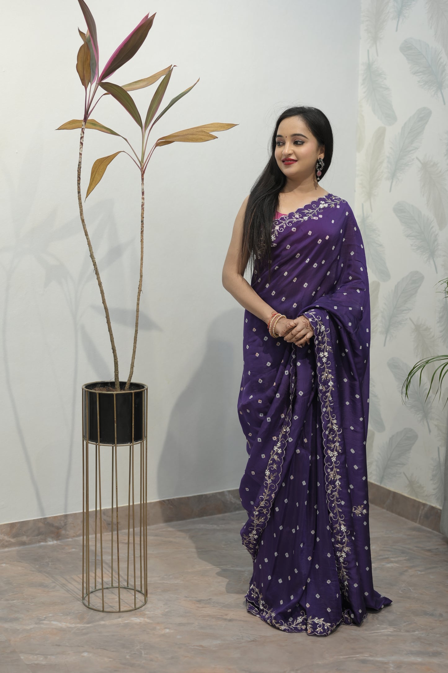 Royal Amethyst Polka Embroidered Saree