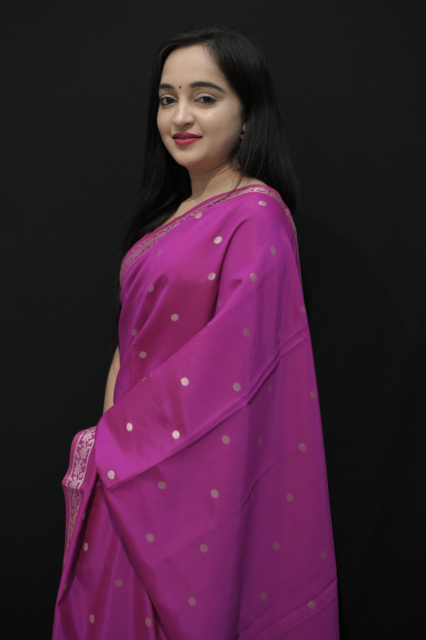 Magenta Banarasi Silk Saree with Zari Weaving