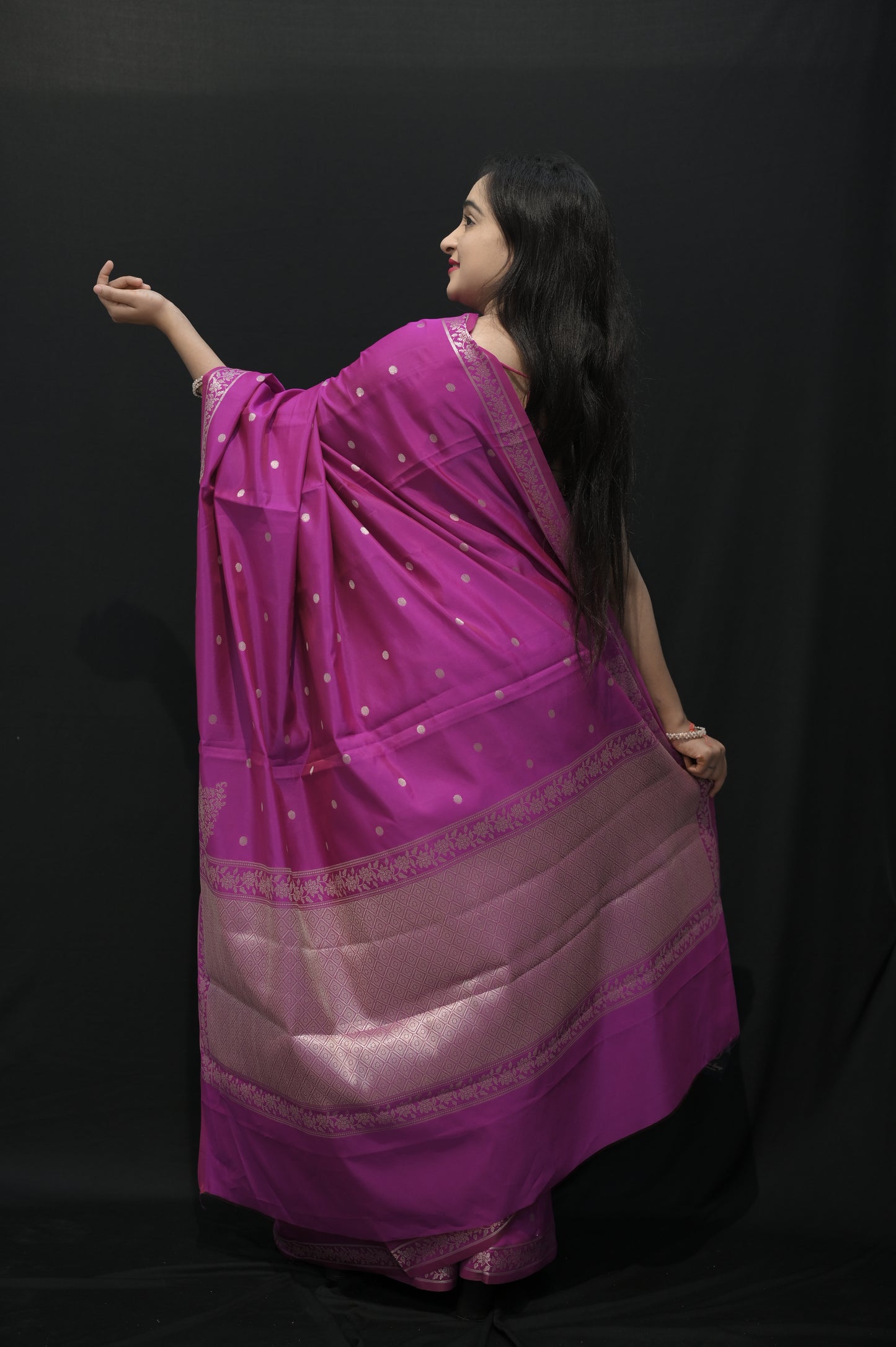 Magenta Banarasi Silk Saree with Zari Weaving