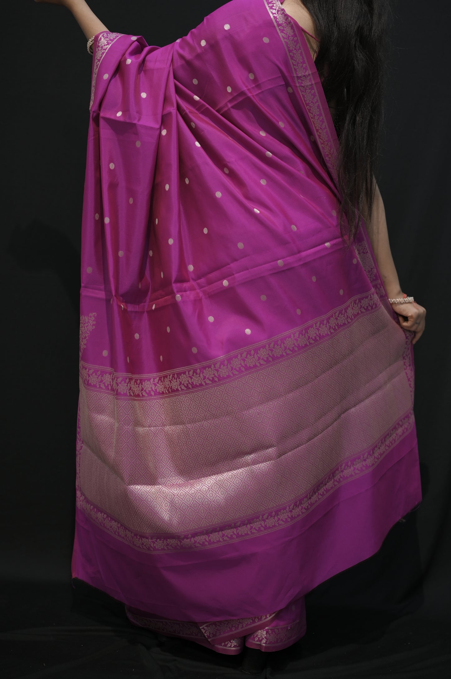 Magenta Banarasi Silk Saree with Zari Weaving