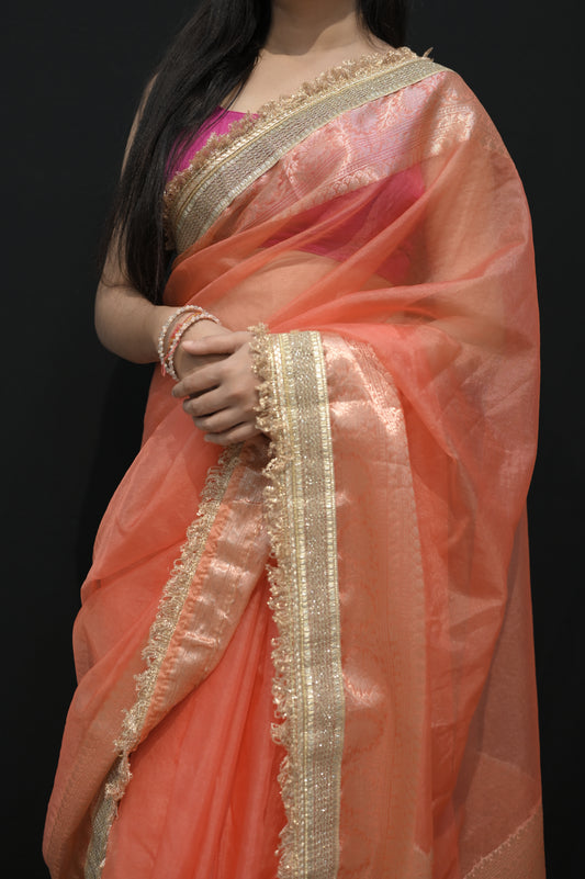 Peach Radiance Silk Saree