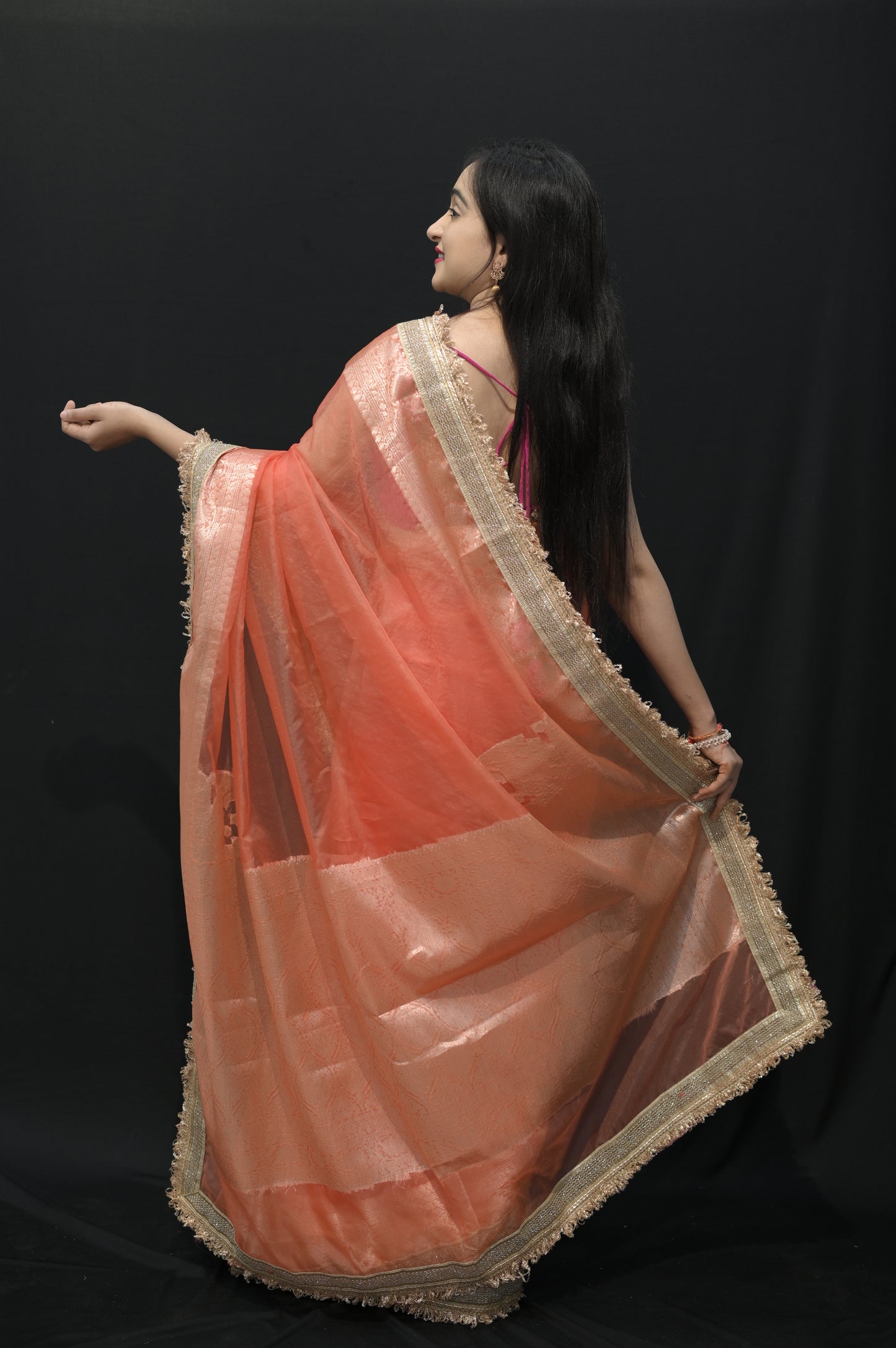 Peach Radiance Silk Saree