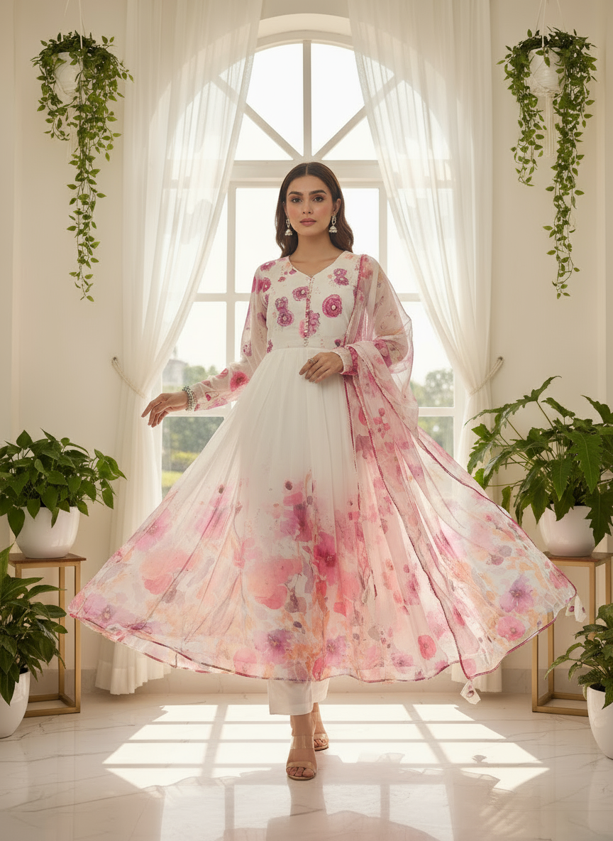 Blush Petal Flow Anarkali