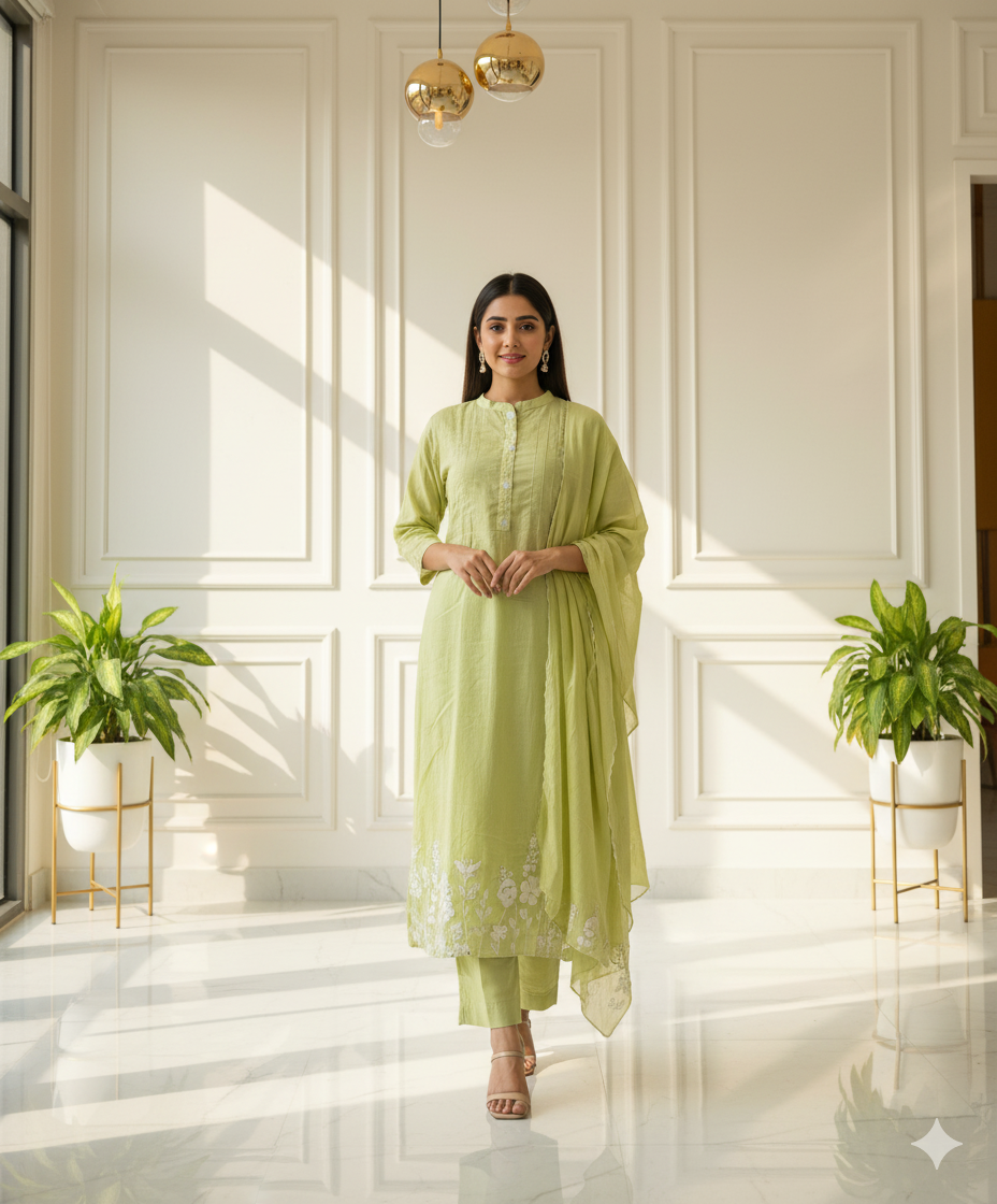 Lime Serenity Kurti Set