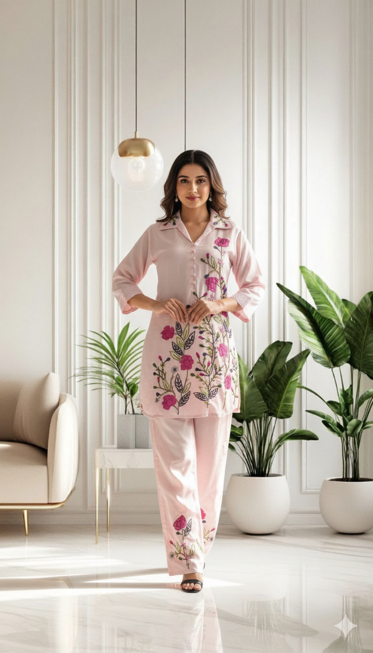 Rose Garden Embroidered Co-ord Set