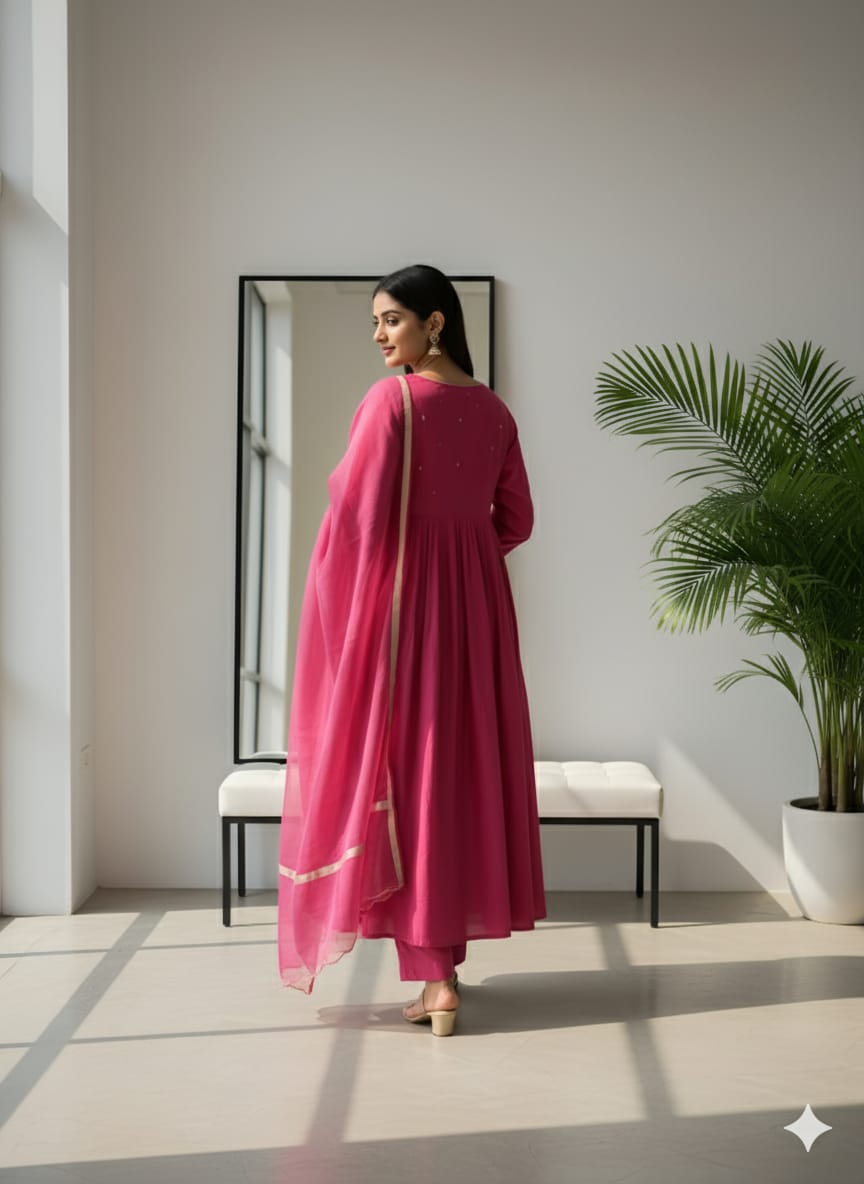 Pure Rani PInk Kurta PAnt with Dupatta