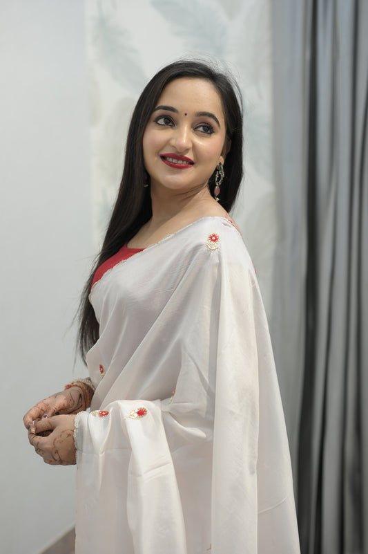 Ivory Blossom Saree
