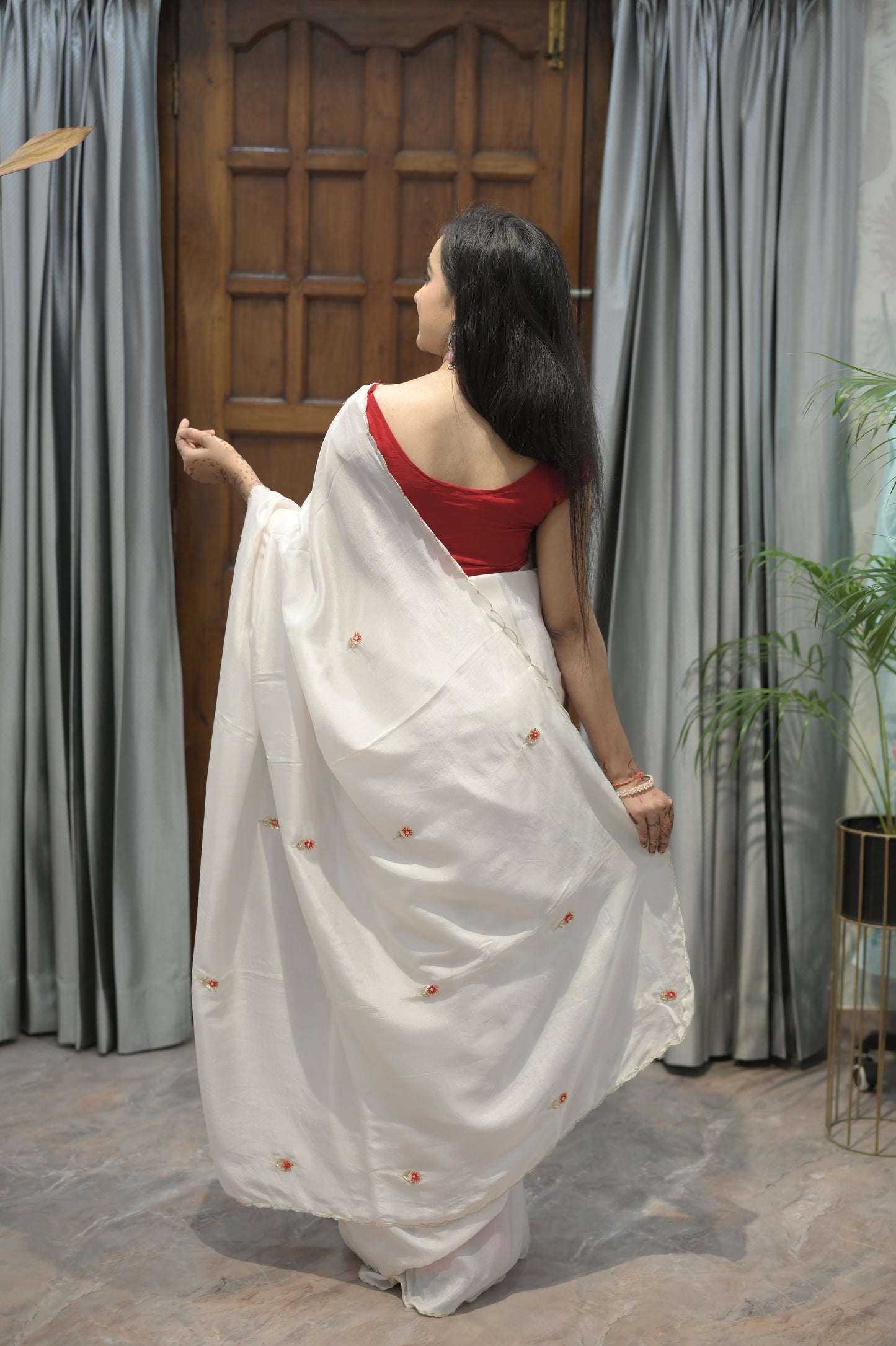 Ivory Blossom Saree