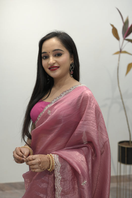 Rose Mist Handwoven Saree