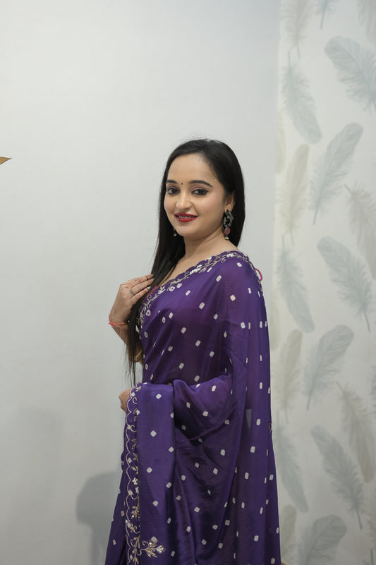 Royal Amethyst Polka Embroidered Saree