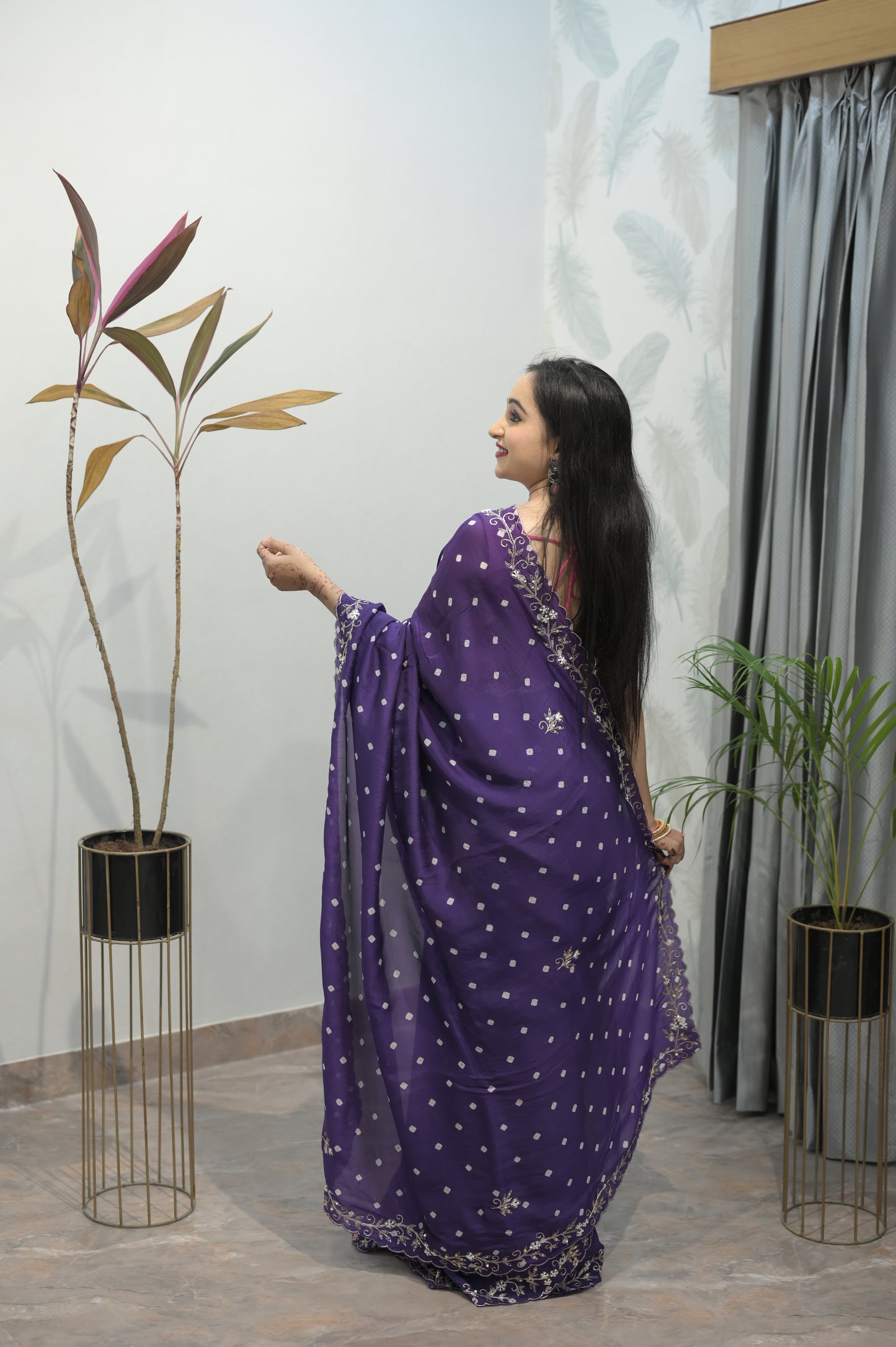 Royal Amethyst Polka Embroidered Saree