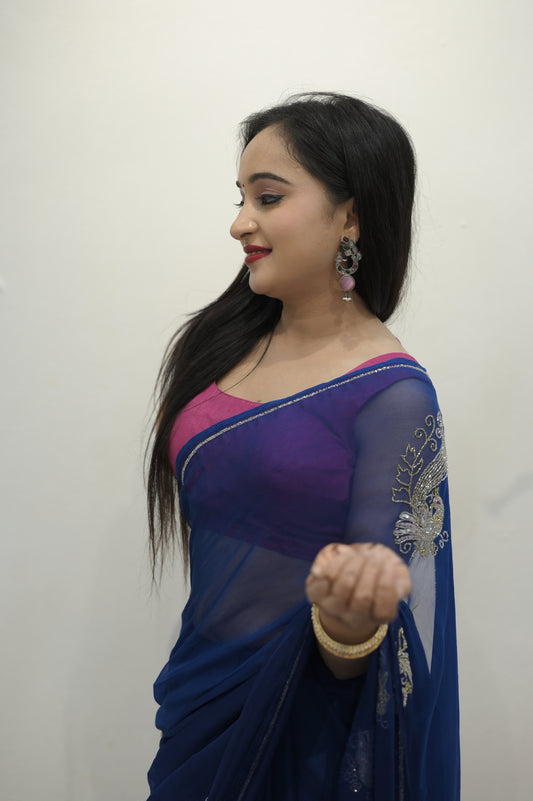 Midnight Elegance Saree