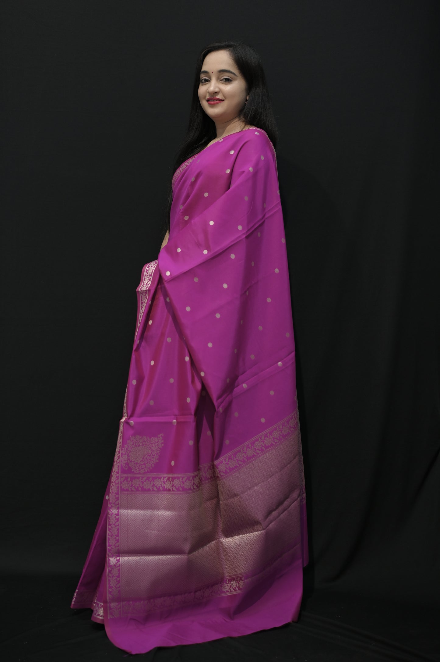 Magenta Banarasi Silk Saree with Zari Weaving
