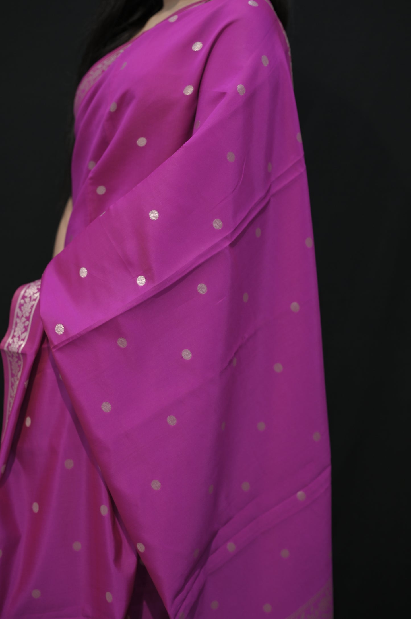 Magenta Banarasi Silk Saree with Zari Weaving