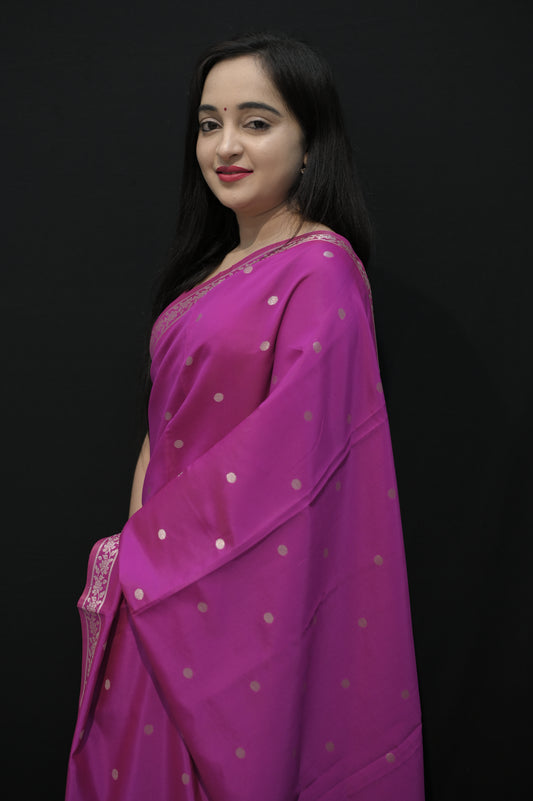 Magenta Banarasi Silk Saree with Zari Weaving