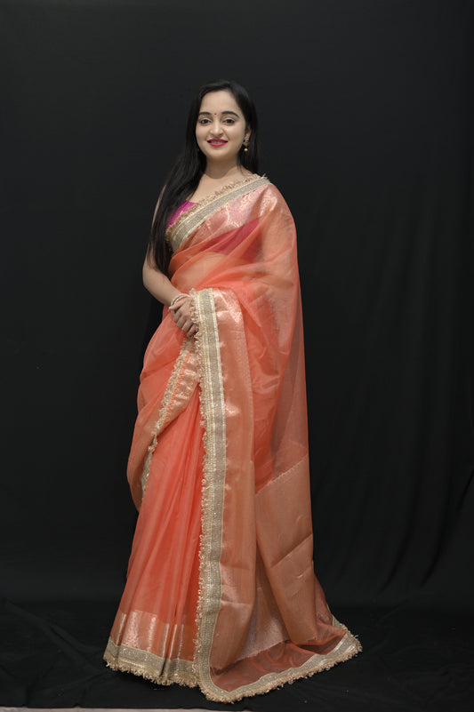 Peach Radiance Silk Saree