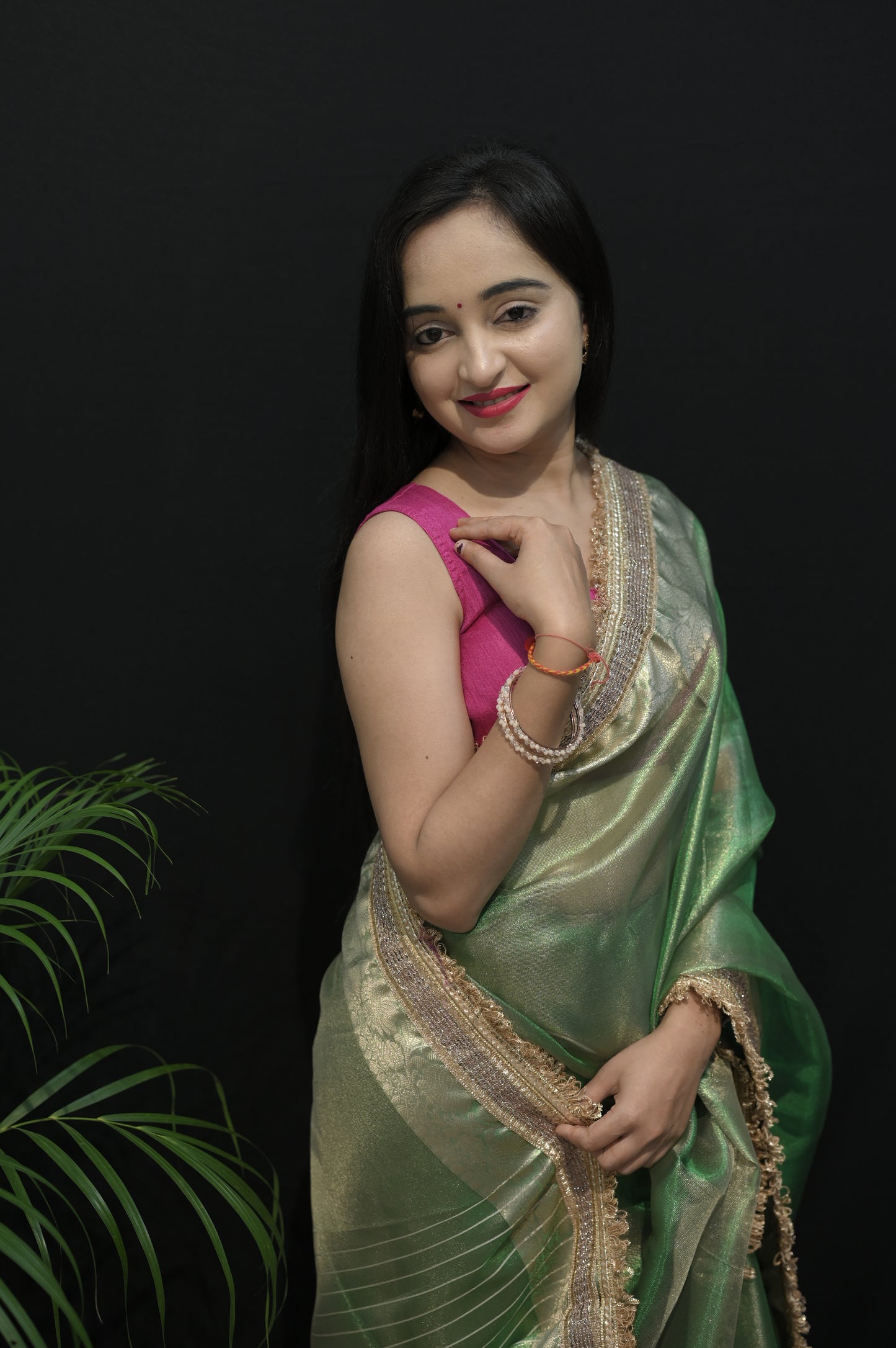 Emerald Glow Silk Saree