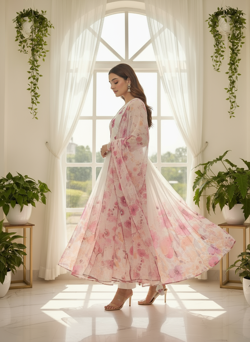 Blush Petal Flow Anarkali