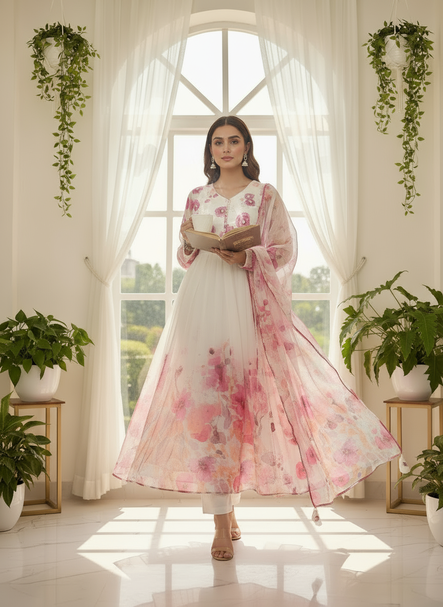Blush Petal Flow Anarkali