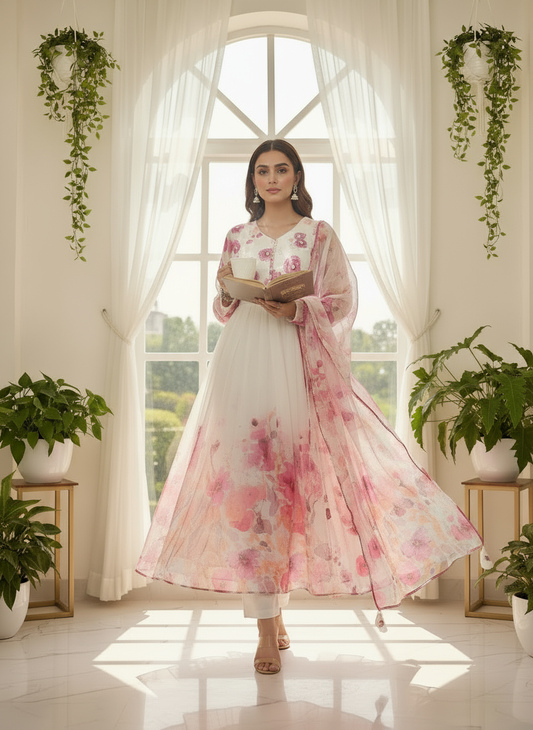 Blush Petal Flow Anarkali