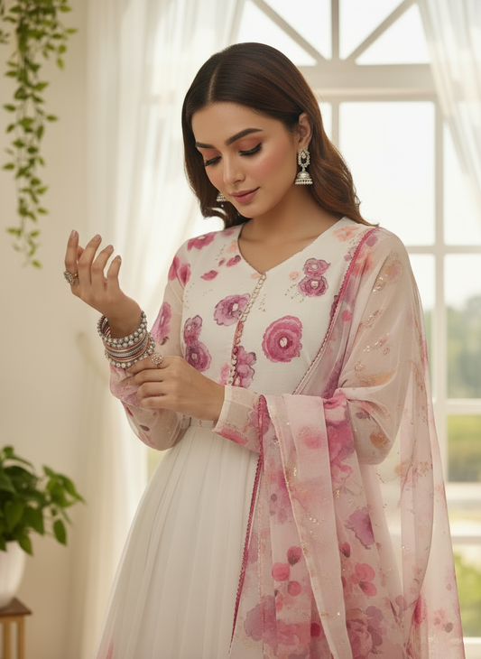 Blush Petal Flow Anarkali