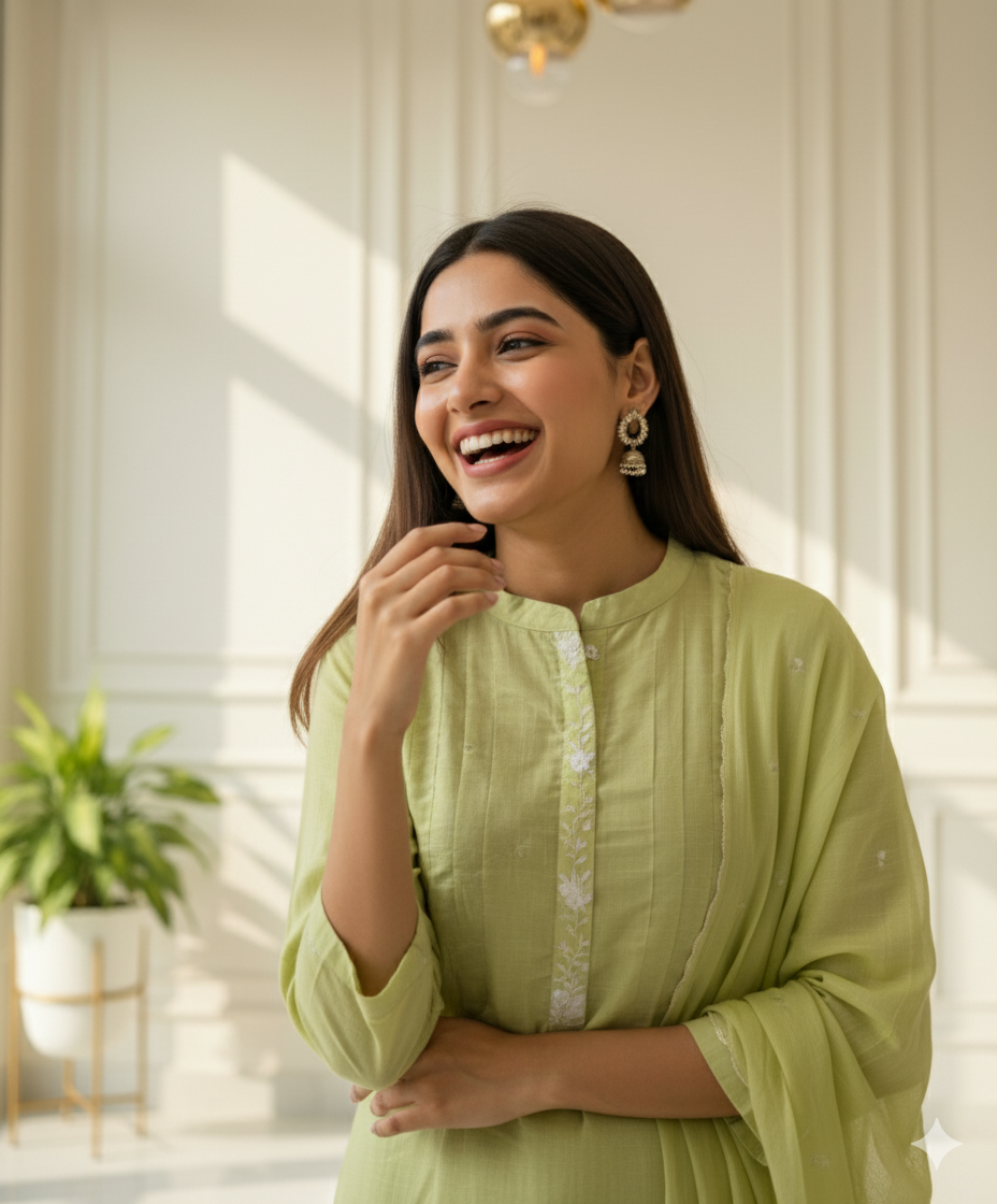 Lime Serenity Kurti Set