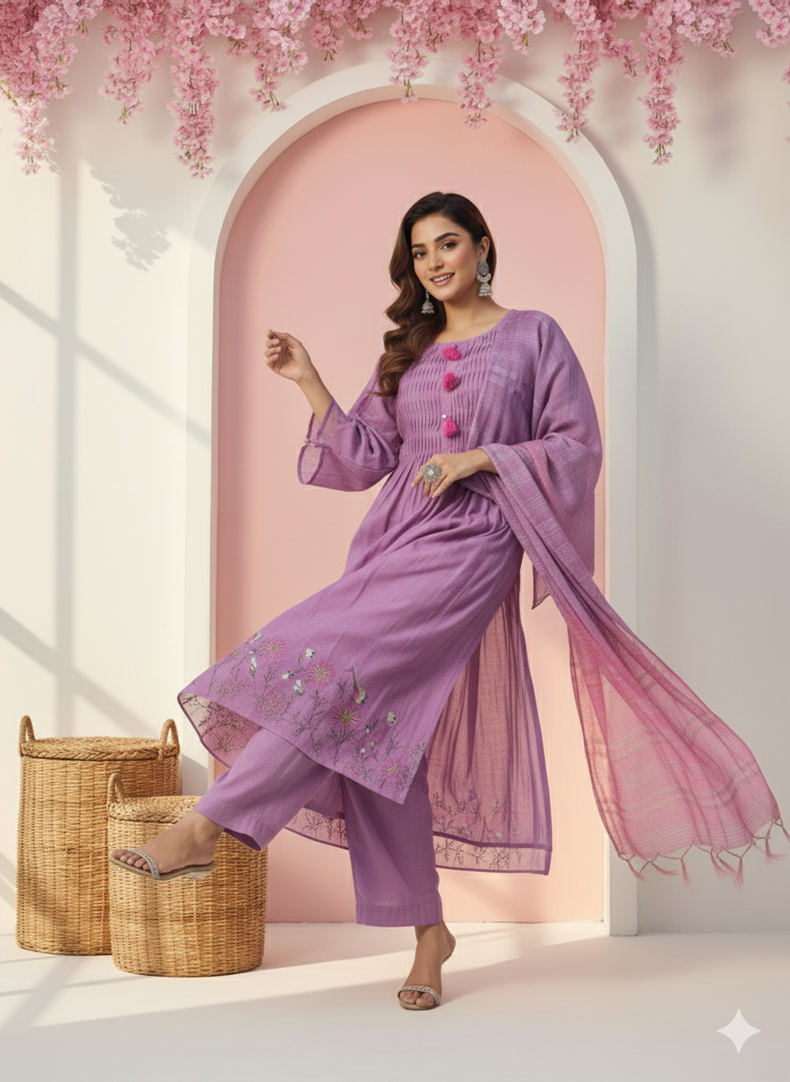 Lavender Glow Kurti Set