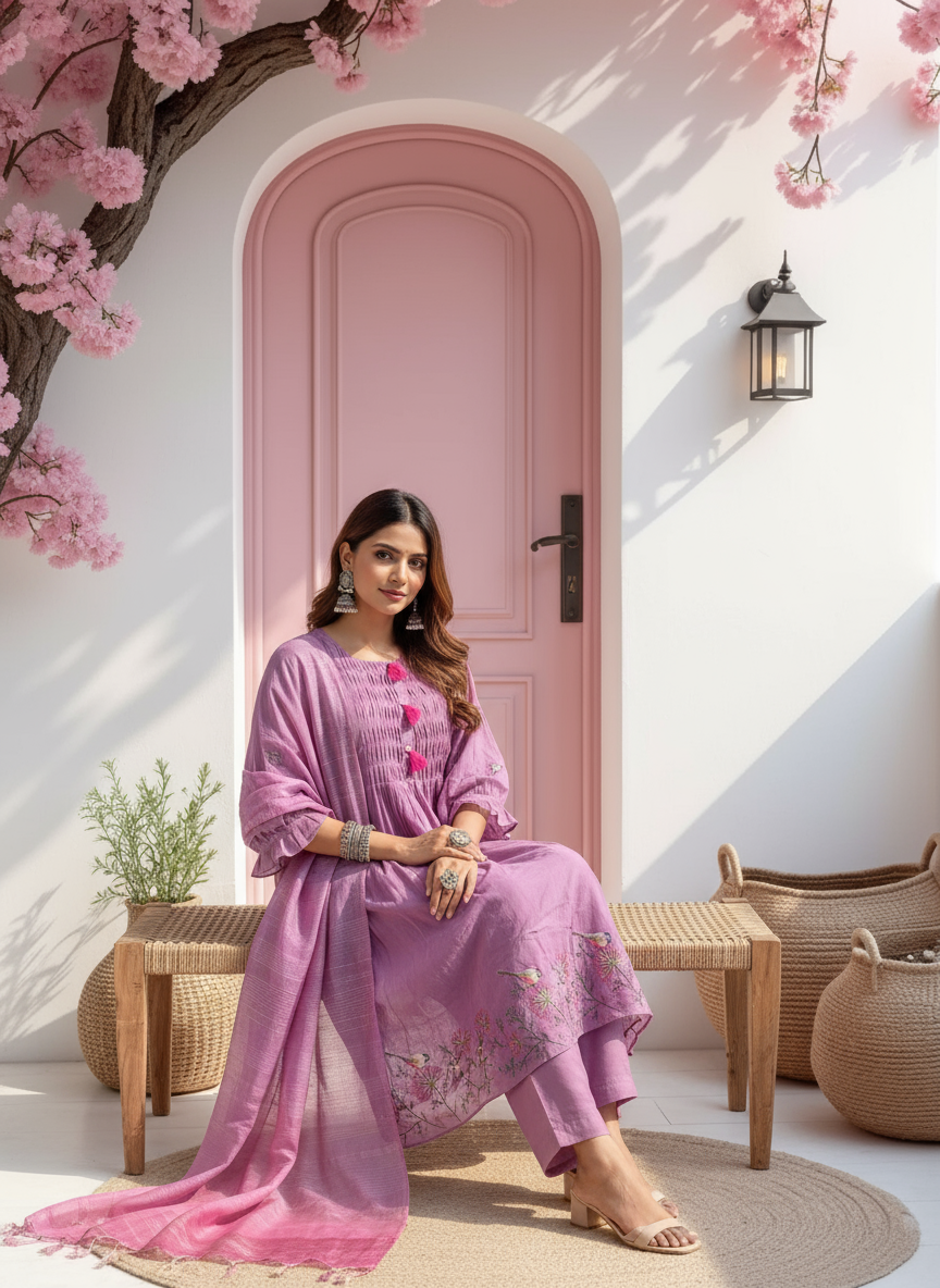 Lavender Glow Kurti Set