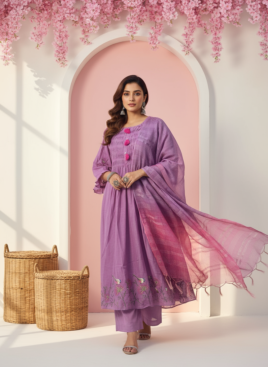 Lavender Glow Kurti Set