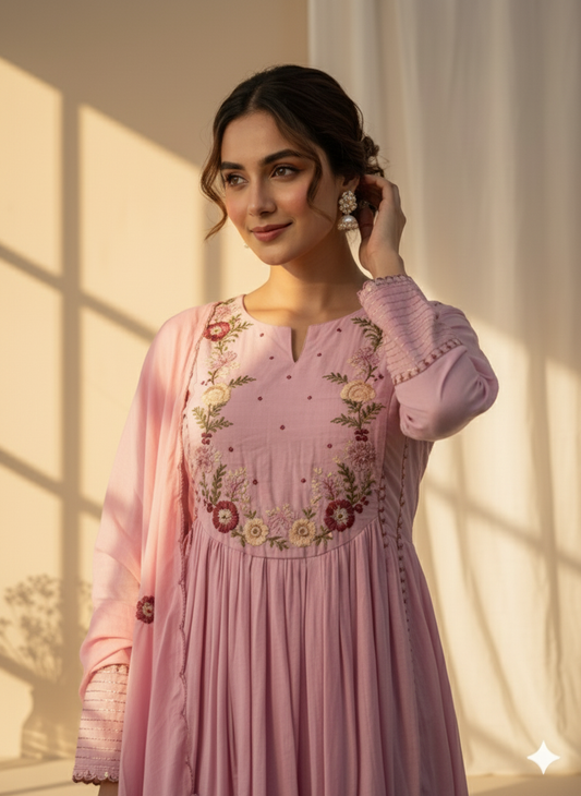 Rosé Bloom Anarkali Set