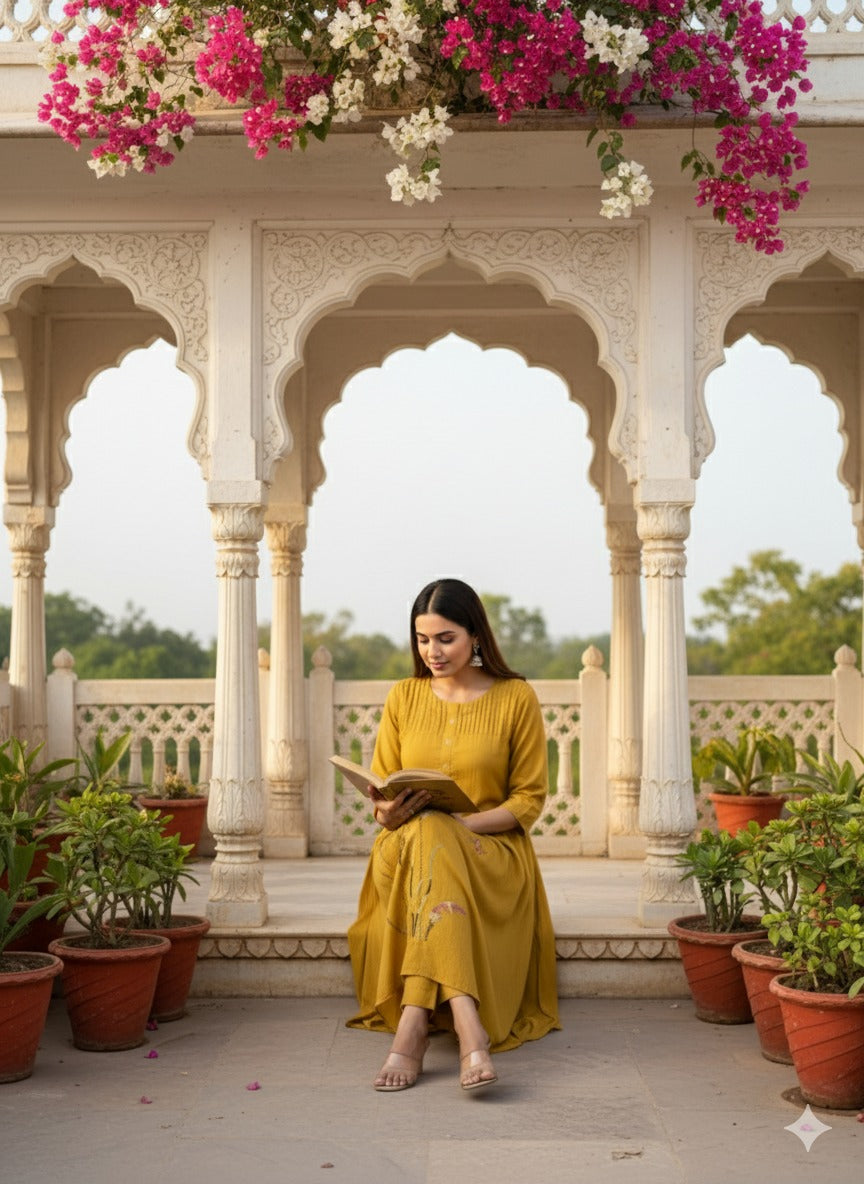 Mustard Yellow Kurti Set