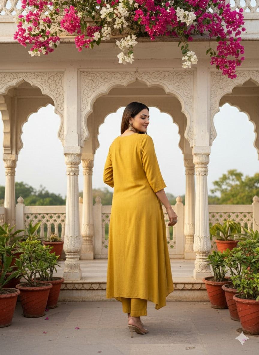 Mustard Yellow Kurti Set