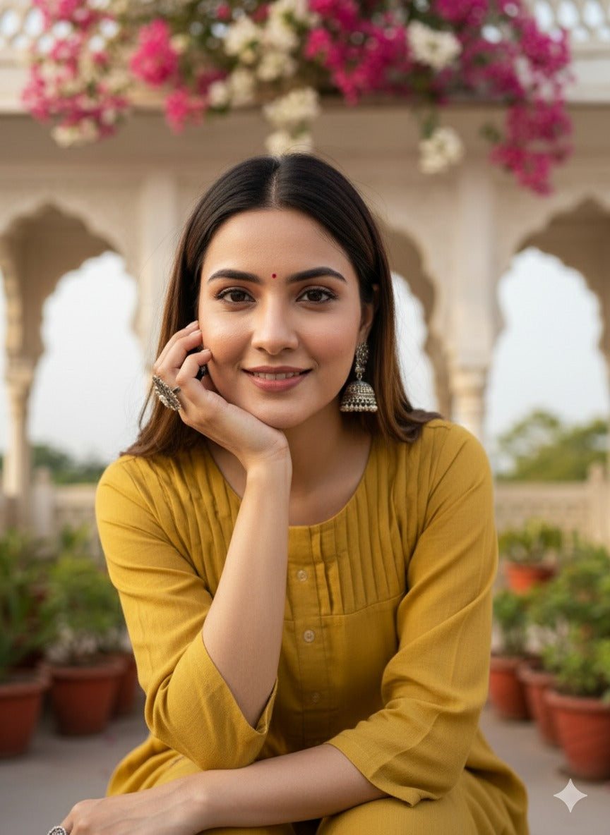 Mustard Yellow Kurti Set