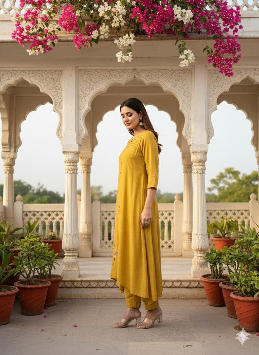 Mustard Yellow Kurti Set