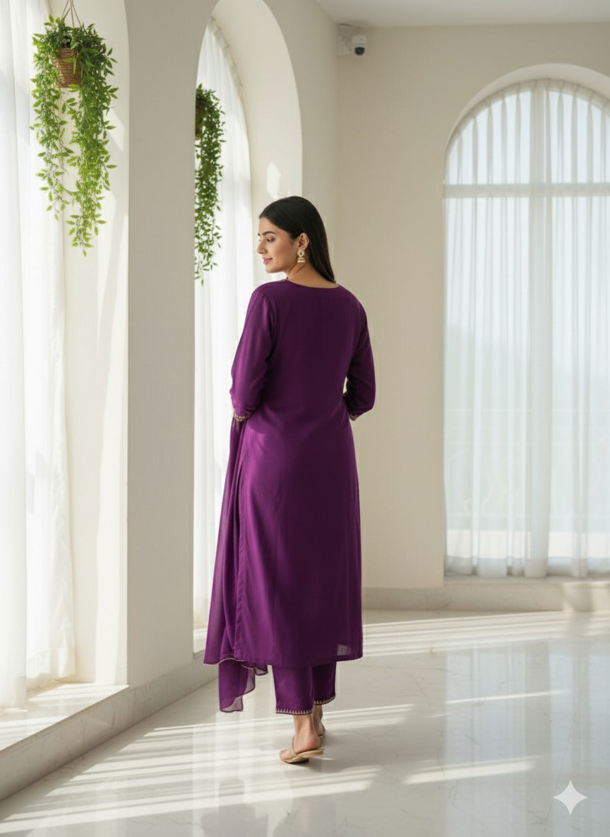 Purple Kurta Set with Dupatta