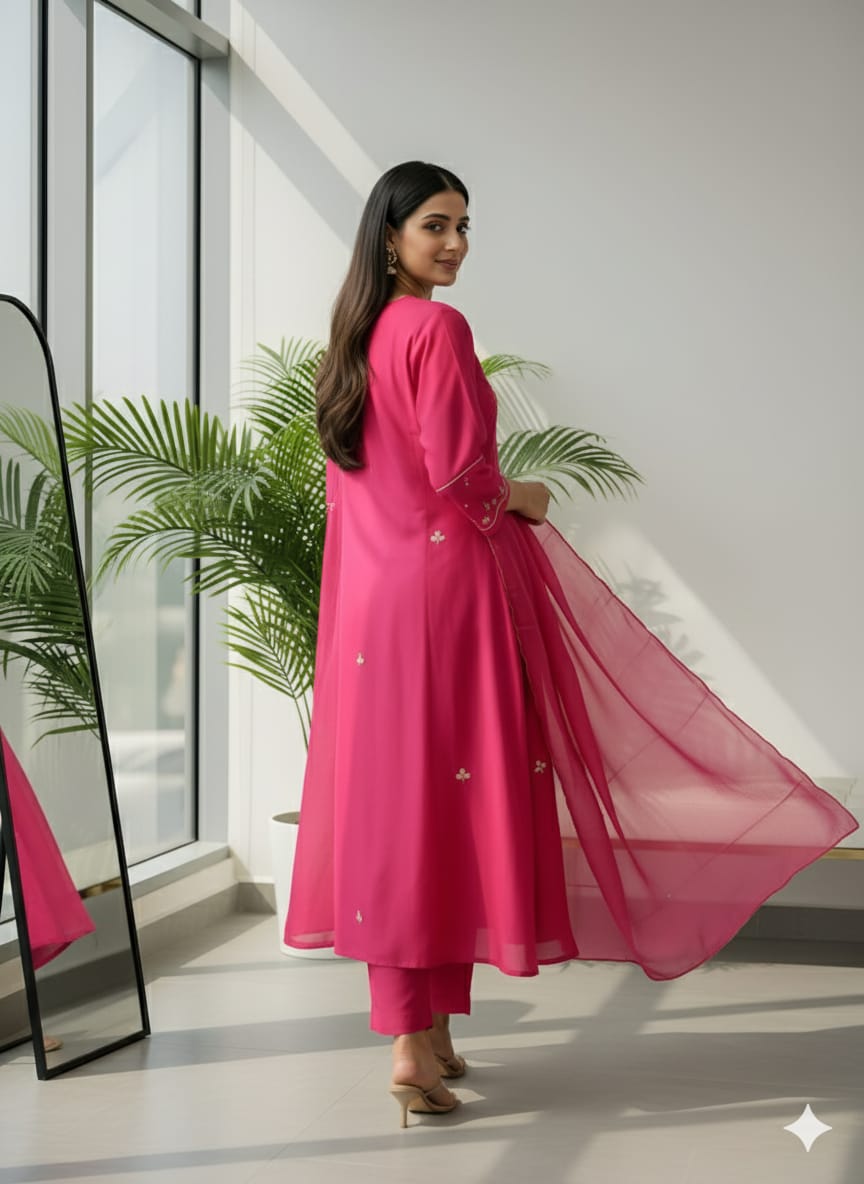 Onion Pink Colour Kurta Pant with Dupatta