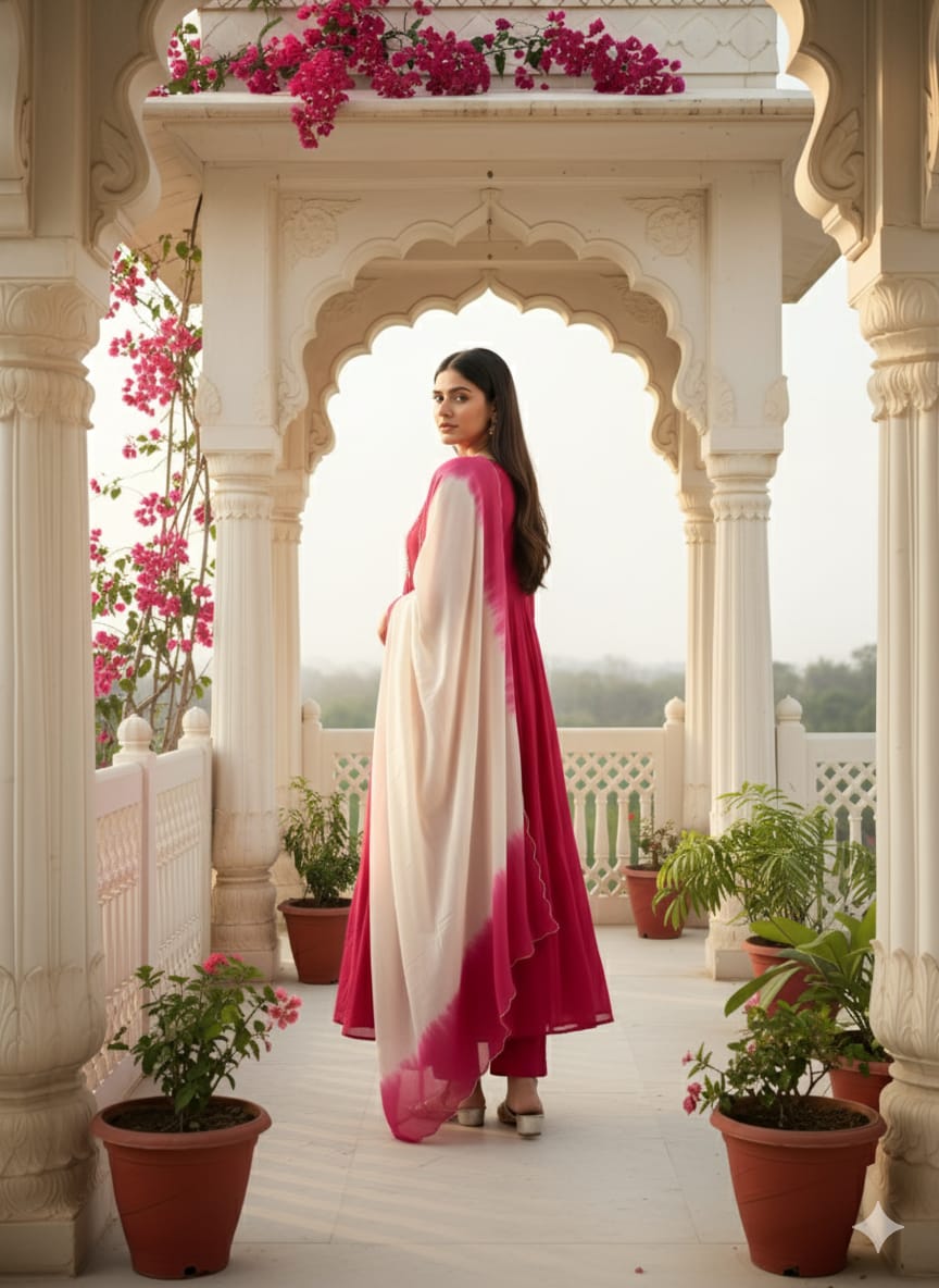 Tomato Pink Kurta Pant with Dupatta