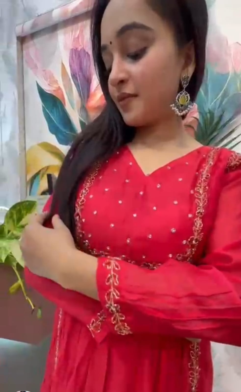 Elegant Red Anarkali Dress ❤️