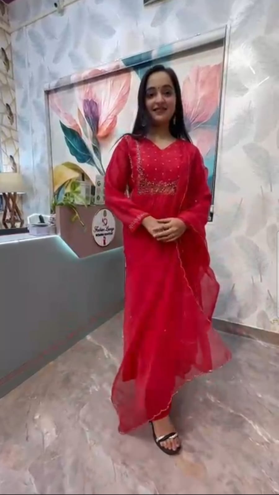 Elegant Red Anarkali Dress ❤️