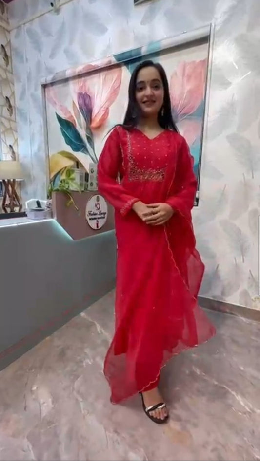 Elegant Red Anarkali Dress ❤️