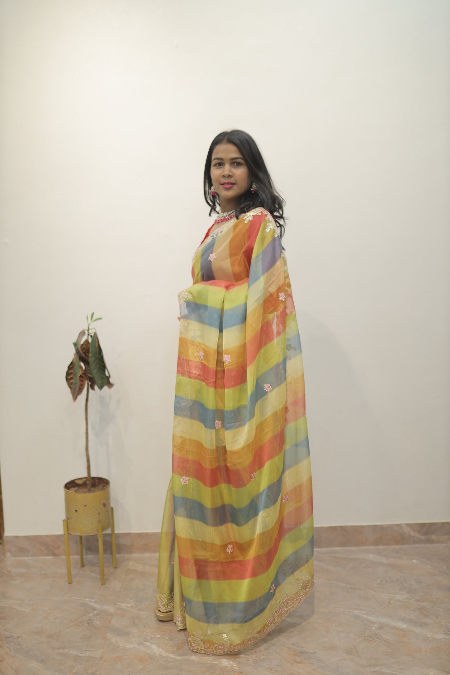 Pastel Multicolor Designer Semi Organza 🌈✨