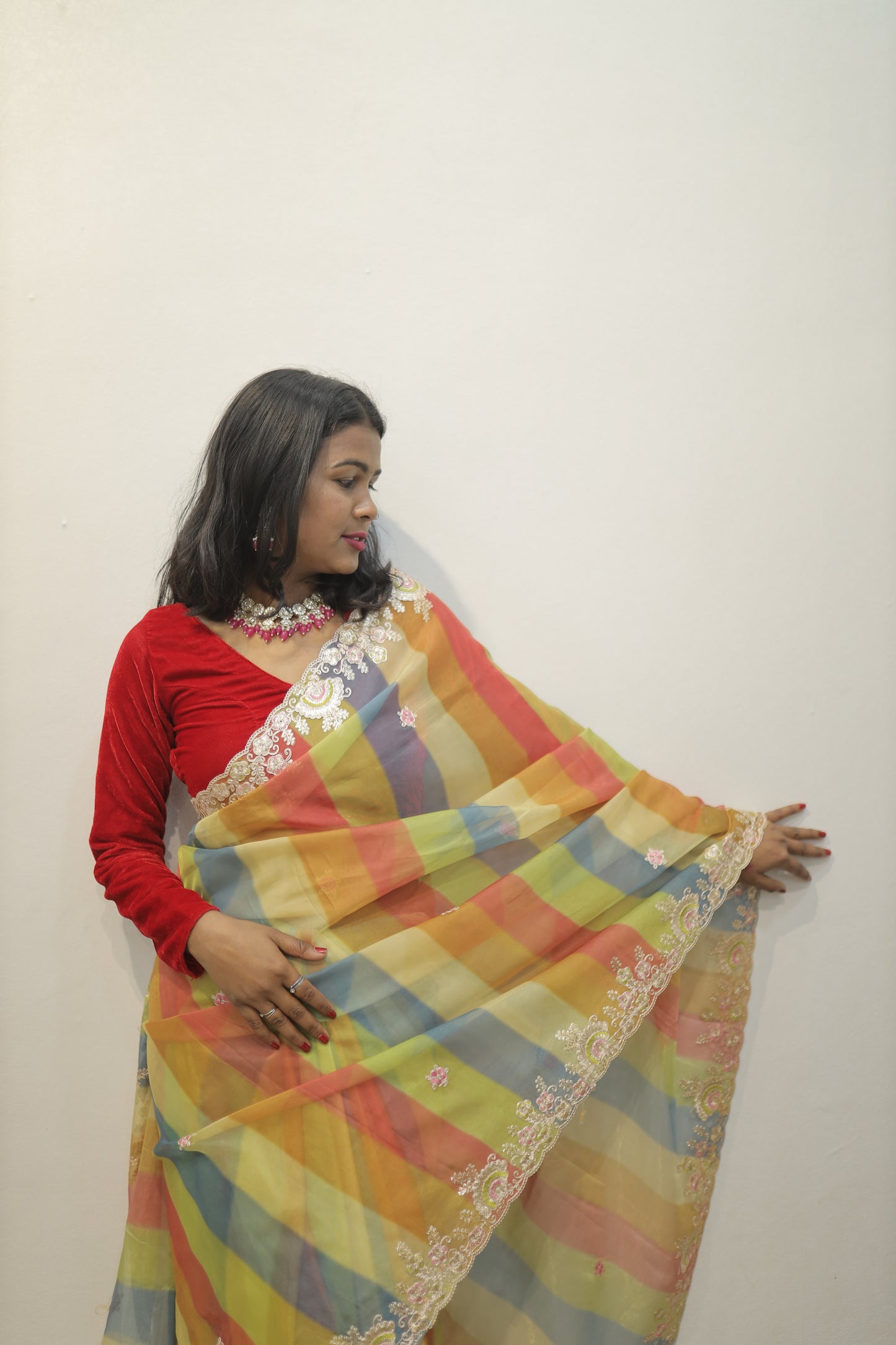 Pastel Multicolor Designer Semi Organza 🌈✨