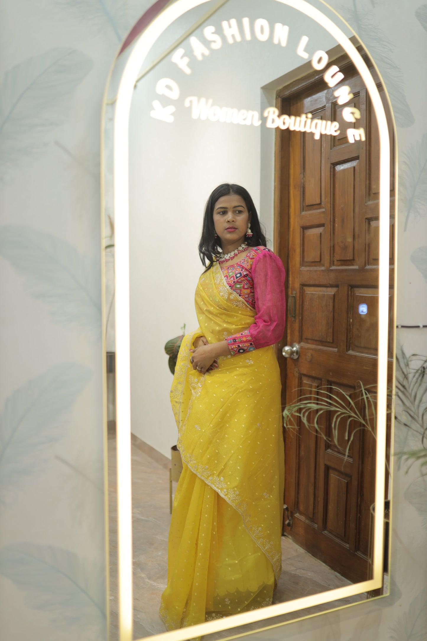 Sunshine Yellow Semi Organza Saree